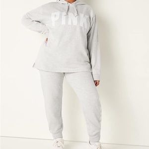 (A8) VICTORIA'S SECRET Pink Everyday Lounge Relaxed Joggers, Heather Grey, Sz M